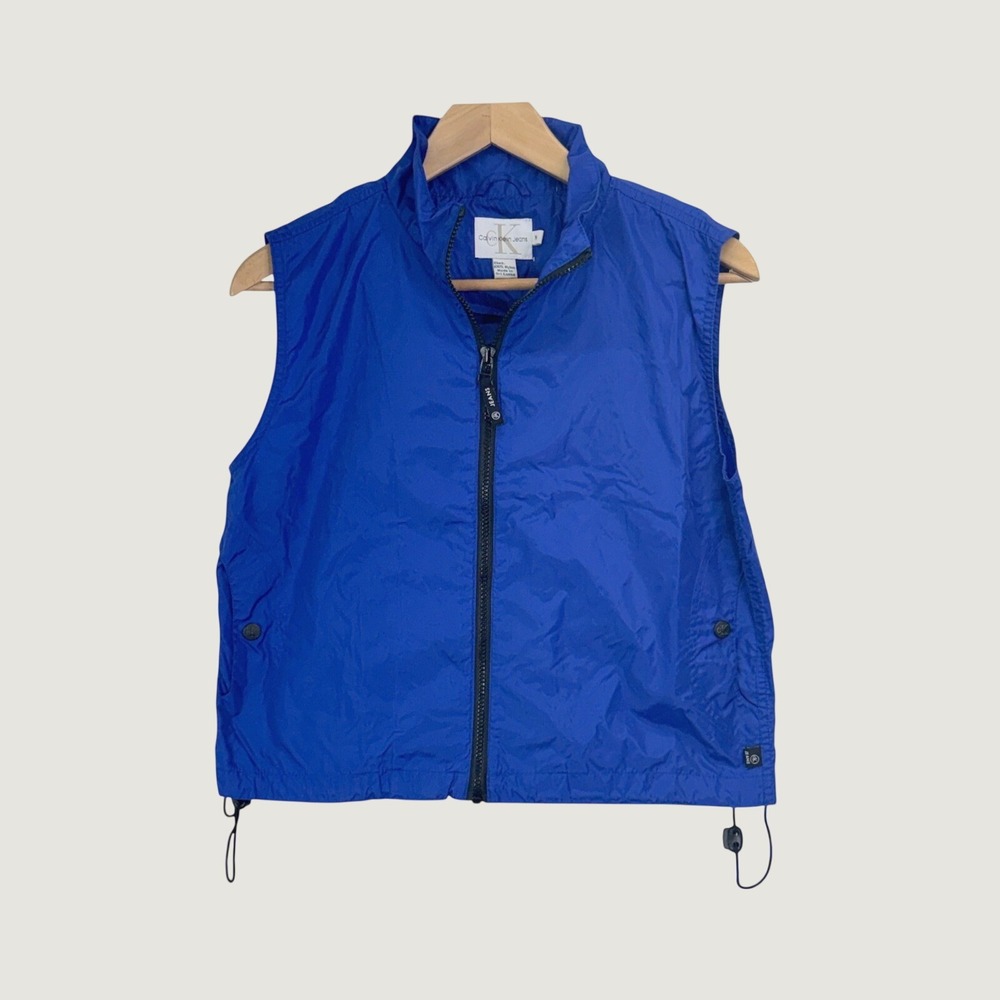 Calvin Klein VTG 90s Nylon Vest Sz M Blue Gorpcore Streetwear Sleevelessβ Jacket